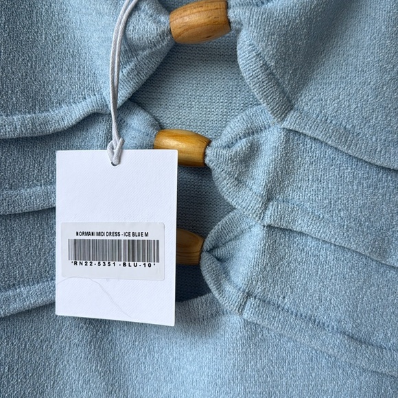 Runaway The Label Normani Light Ice Blue Midi Knit Bodycon Cut Out Bead Dress M - Picture 6 of 8